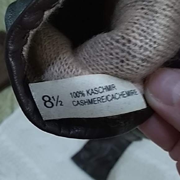 Nordstrom Brown Leather/ Cashmere Gloves - Picture 6 of 6